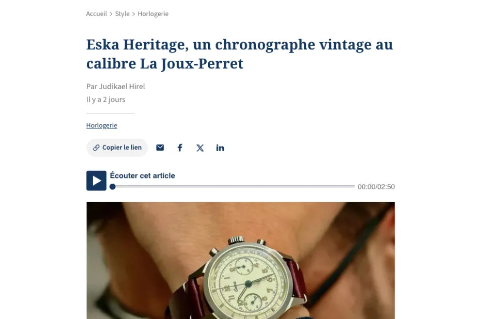Eska Heritage, a vintage chronograph with La Joux-Perret caliber
