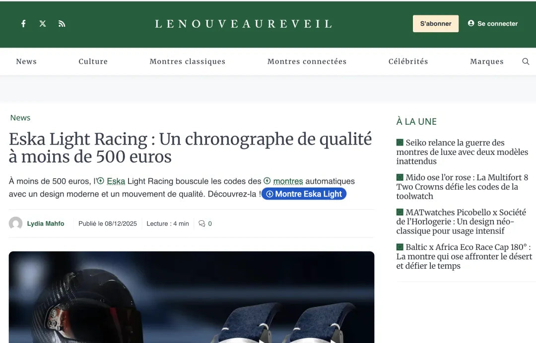 Eska Light Racing : Un chronographe de qualité à moins de 500 euros