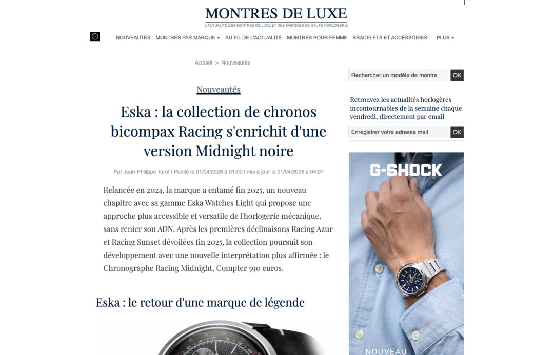 Eska : la collection de chronos bicompax Racing s'enrichit d'une version Midnight noire