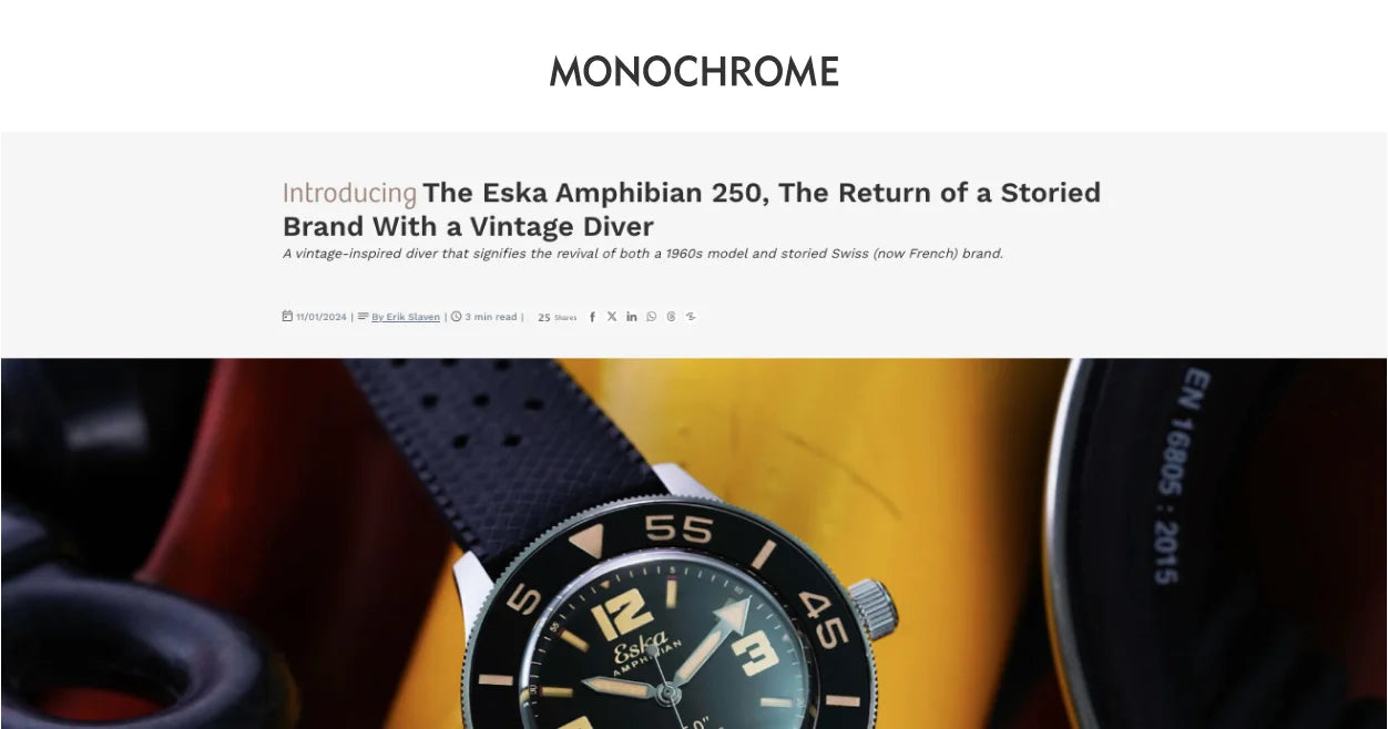 Introducing The Eska Amphibian 250, The Return of a Storied Brand With a Vintage Diver