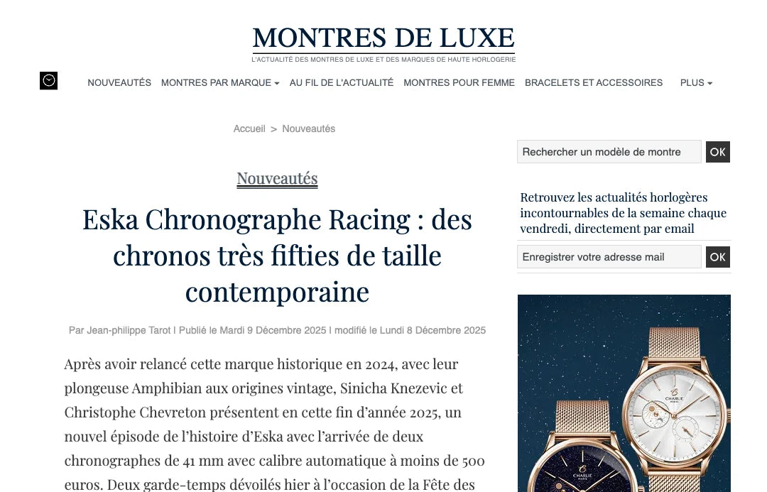 Eska Chronograph Racing: very fifties-style chronographs in a contemporary size