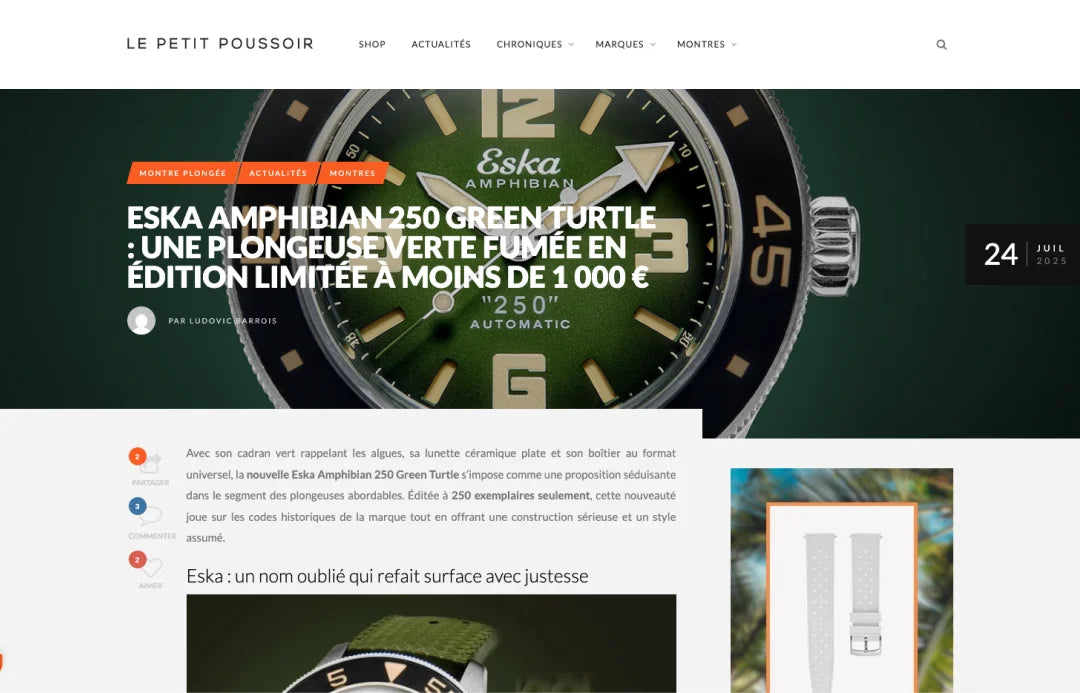 Eska Amphibian 250 Green Turtle: a limited edition smoky green diver's watch for under €1,000