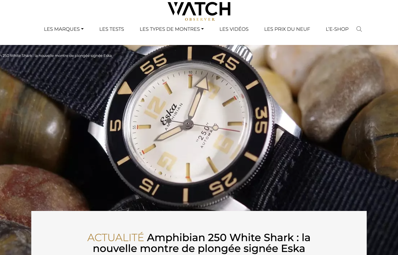 Amphibian 250 White Shark: the new diving watch from Eska
