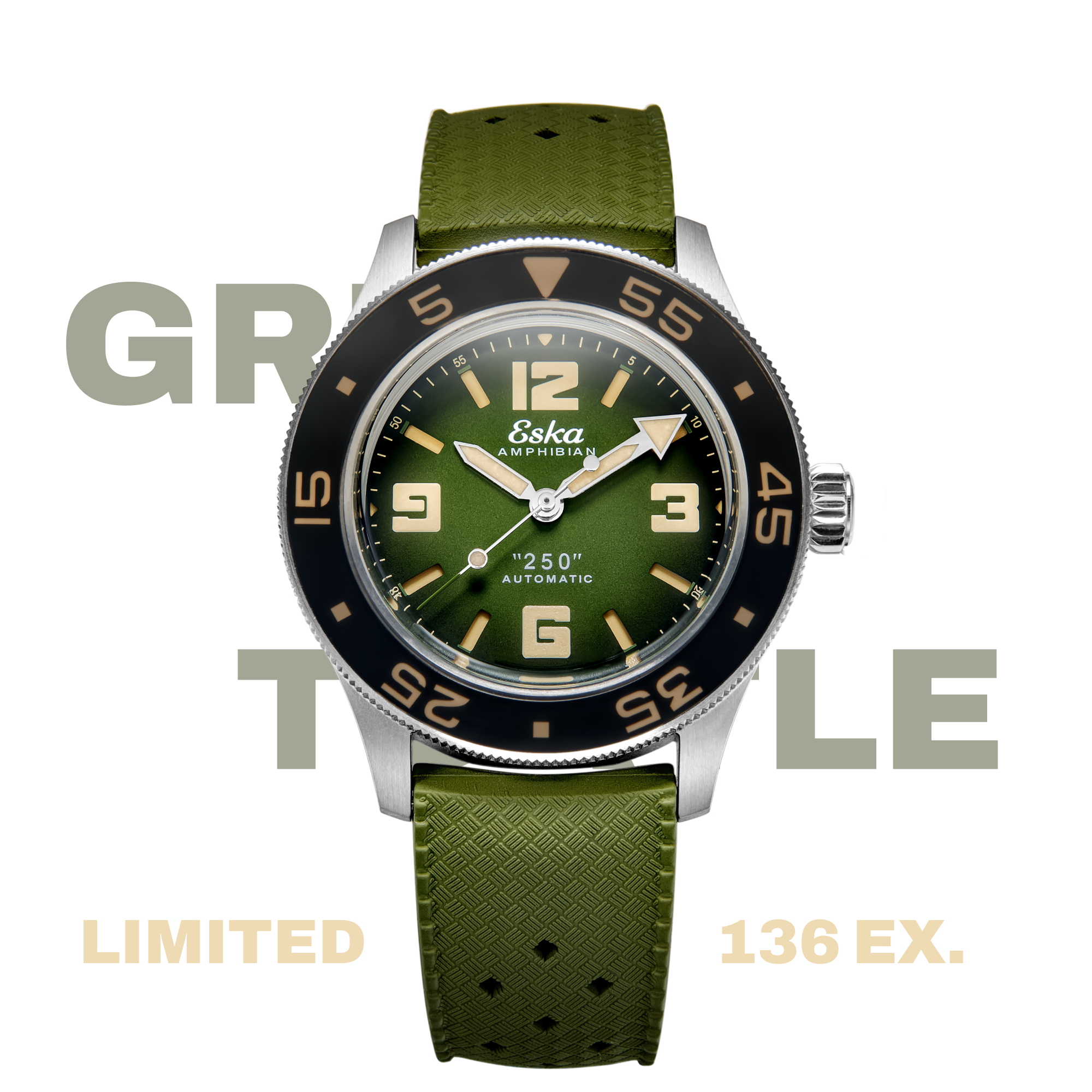 Plongeuse Automatique Eska  Amphibian 250 Série Limitée Green Turtle - 136 exemplaires